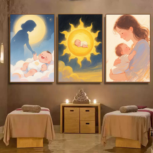 母婴室卡通动漫装饰画初生婴儿妇产科挂画月子中心宝宝医院墙壁画