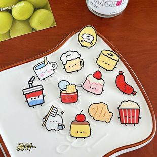 INS可爱卡通别针亚克力徽章挂件小饰品摆地摊 胸针甜点新款