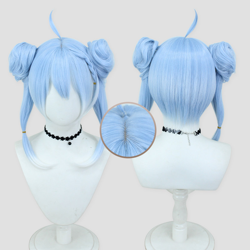 鸣潮釉瑚cosplay假发高温丝蓝白色渐变头皮顶发包造型釉瑚假发