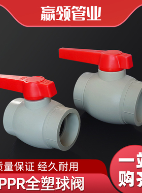 PPR灰色全塑球阀7590110热熔闸阀3 4寸工业管道焊接耐酸碱控制阀