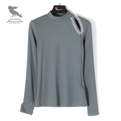 洛拉自制设计师款新机露肩打底衫T1100