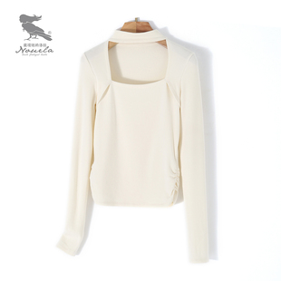 T3113 加绒打底衫 洛拉自制设计师款 方领气质修身