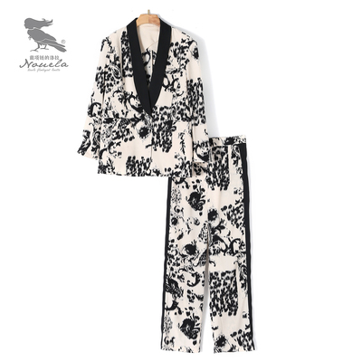 洛拉自制设计师款气质款印花套装M2140