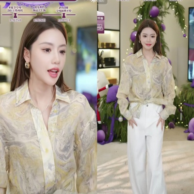 【安晴粉丝专享】洛拉自制设计师款休闲时尚衬衣M5227