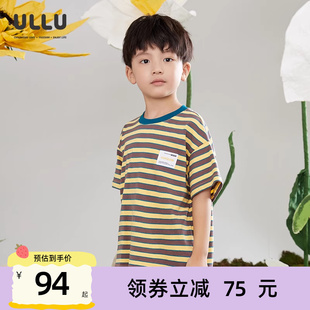 宽松百搭全棉针织条纹短袖 ULLU优露童装 24夏款 男童短袖 T恤 针织衫