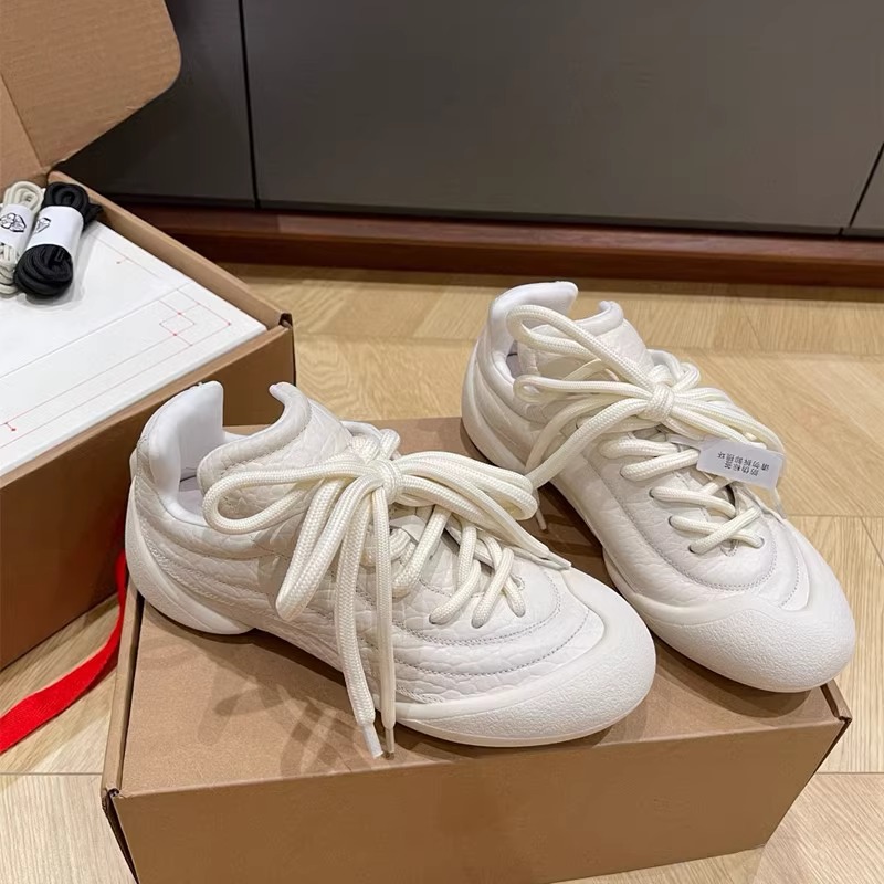 小白鞋厚底系带情侣款德训鞋