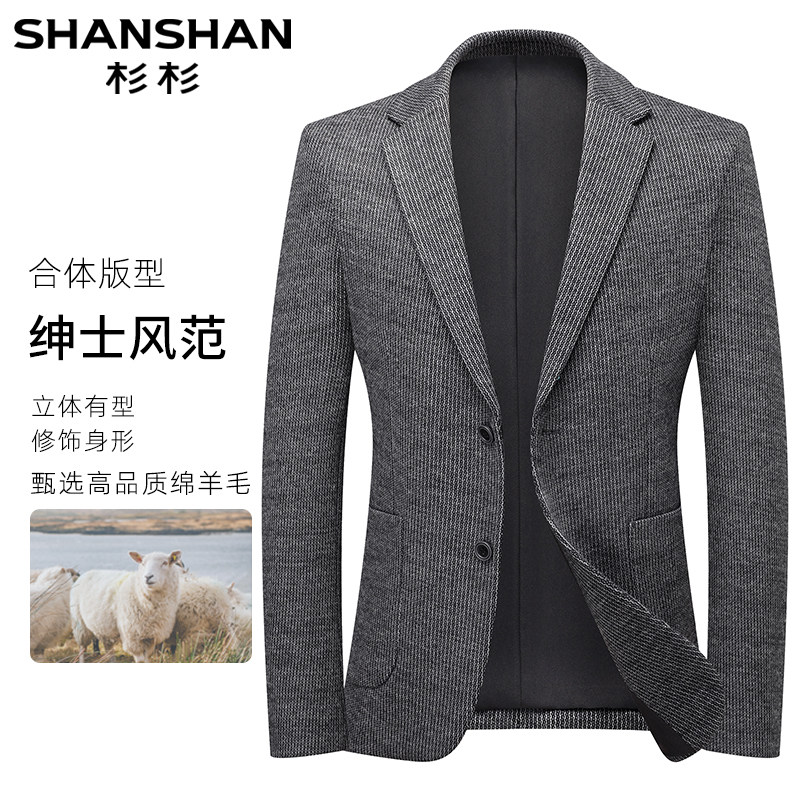 【绵羊毛】2025秋冬新款男士商务休闲西装外套修身高级感单西上衣