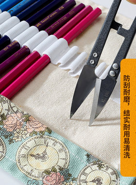 72孔铅笔笔帘优质彩铅笔帘卷笔袋帆布36支48防落式铅笔帘卷帘素描