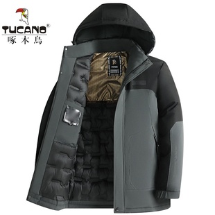 棉袄棉衣冬装 啄木鸟男士 外套加厚保暖拼色连帽厚款 冬季 棉服男款