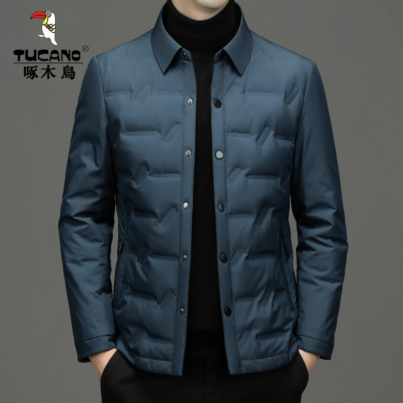 啄木鸟冬季男士翻领保暖羽绒棉衣