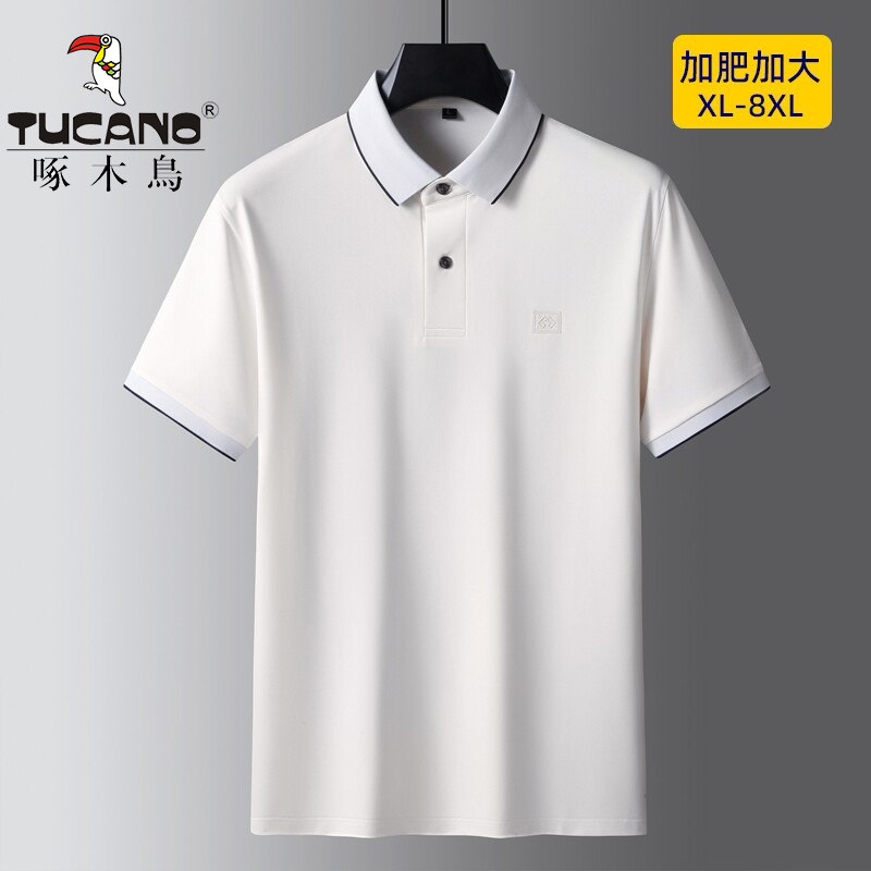 啄木鸟大码短袖polo衫男士夏季加肥加大半袖体恤宽松休闲翻领上衣