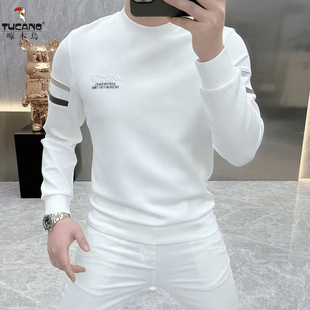 啄木鸟秋冬男士圆领卫衣休闲长袖体恤男款新款宽松上衣内搭打底衫