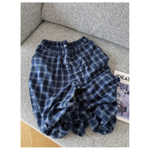 散步遛弯休闲裤 可外穿纯棉磨毛轻质保暖松紧腰宽松休闲家居裤 睡裤