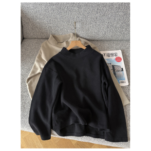 清特 卫衣立体剪裁百搭休闲纯色打底上衣 女半高领长袖