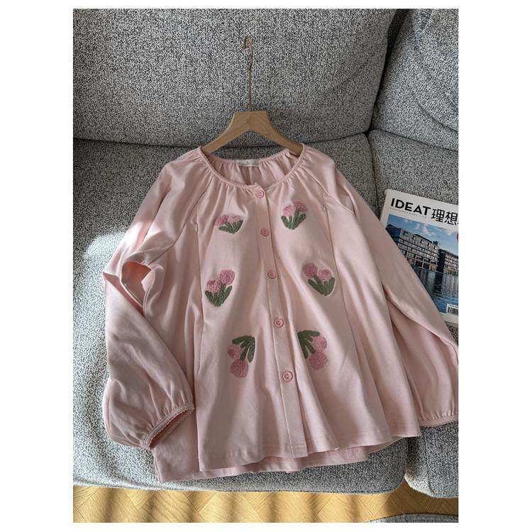 日式纯棉毛巾绣家居服月子服哺乳衣上衣日系女