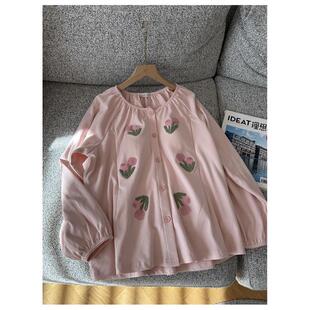 日式纯棉毛巾绣家居服月子服哺乳衣上衣日系女