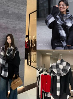BU RIVERS-2025秋冬氛围感双面呢羊毛外套围巾不可拆卸S32525