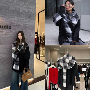 2025秋冬氛围感双面呢羊毛外套围巾不可拆卸S32525 RIVERS