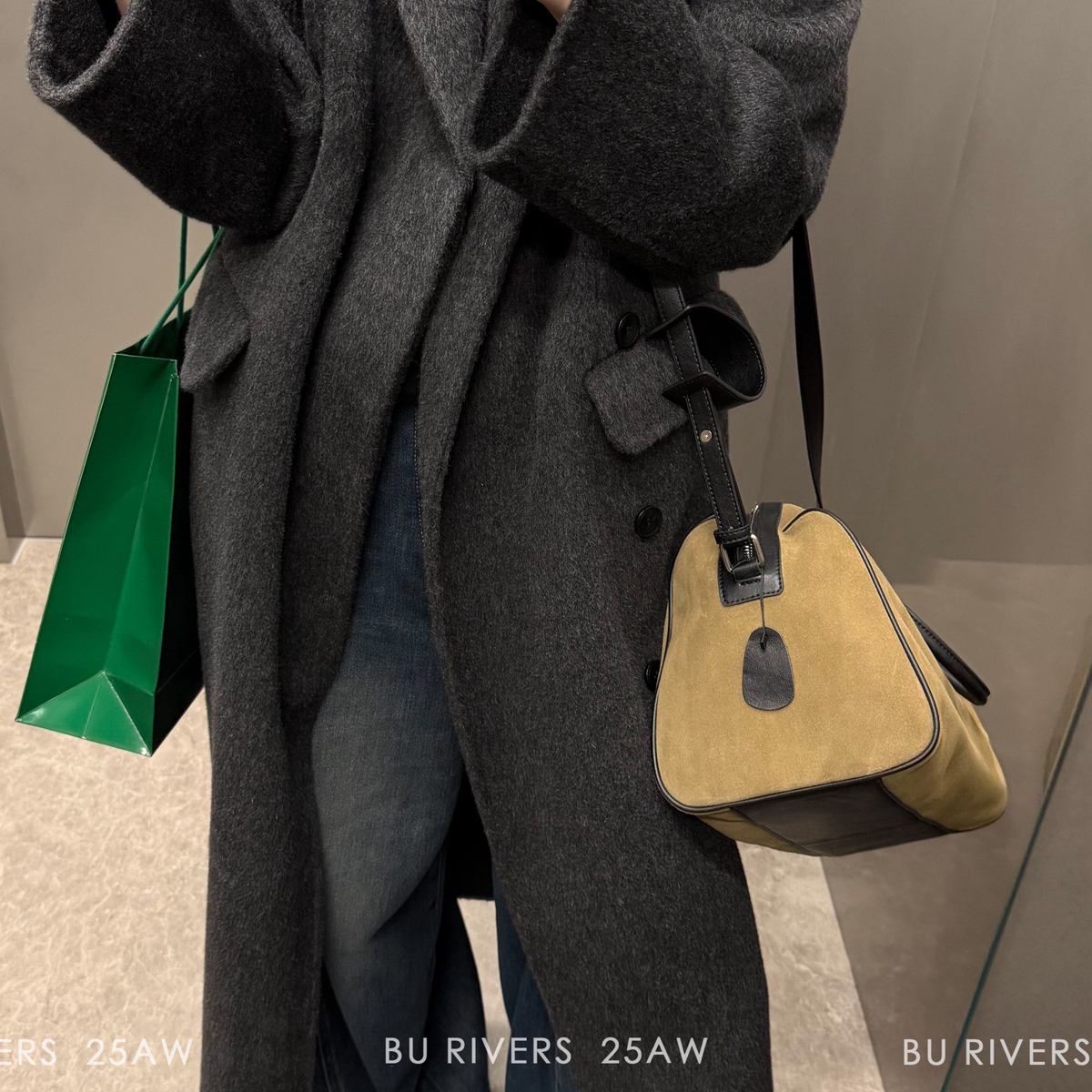 BU RIVERS通勤大牌极简气质显瘦双面呢羊毛外套含100羊毛32363