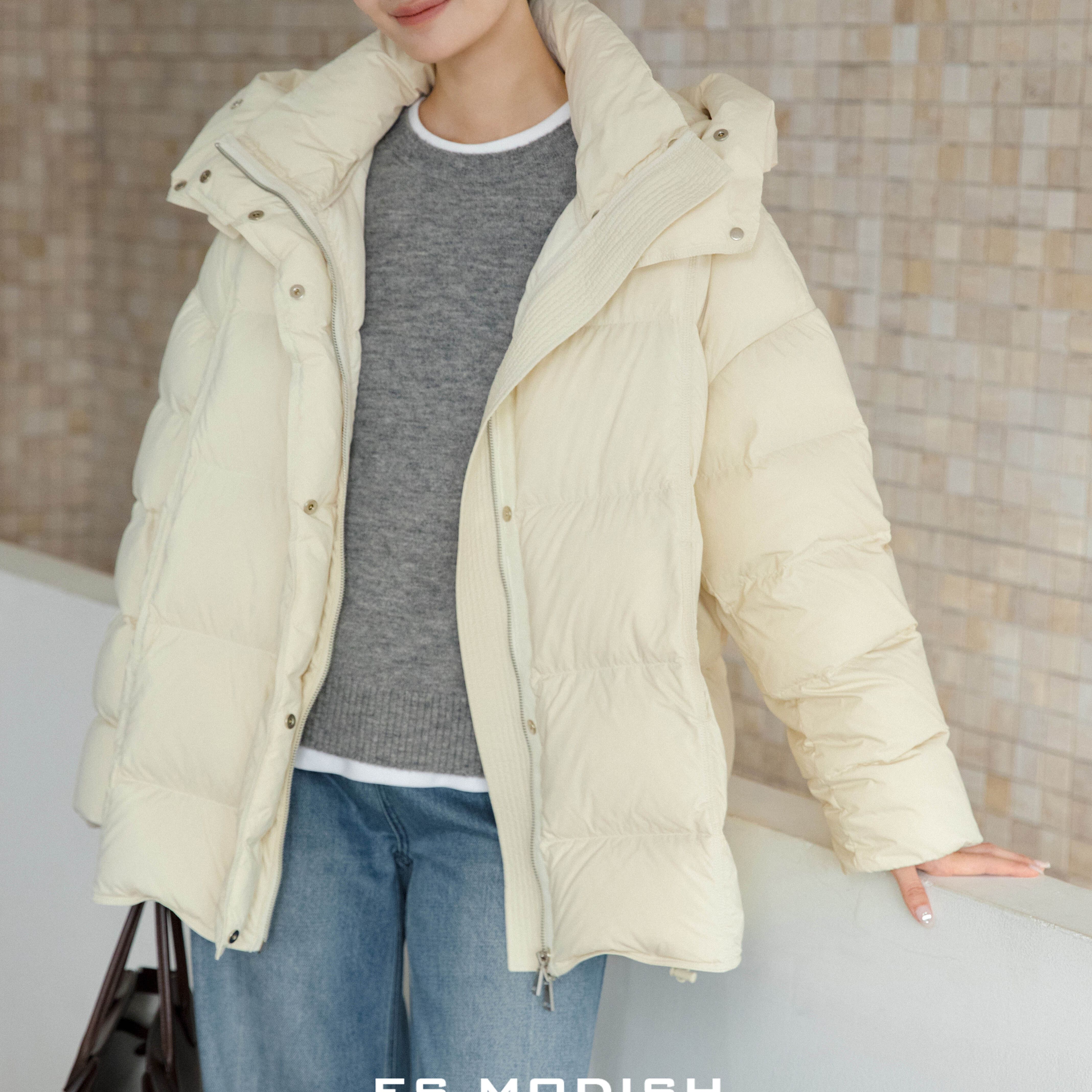 ES MODISH-款连帽白鸭绒御寒保暖羽绒服外套(配可拆卸帽子)JK4243