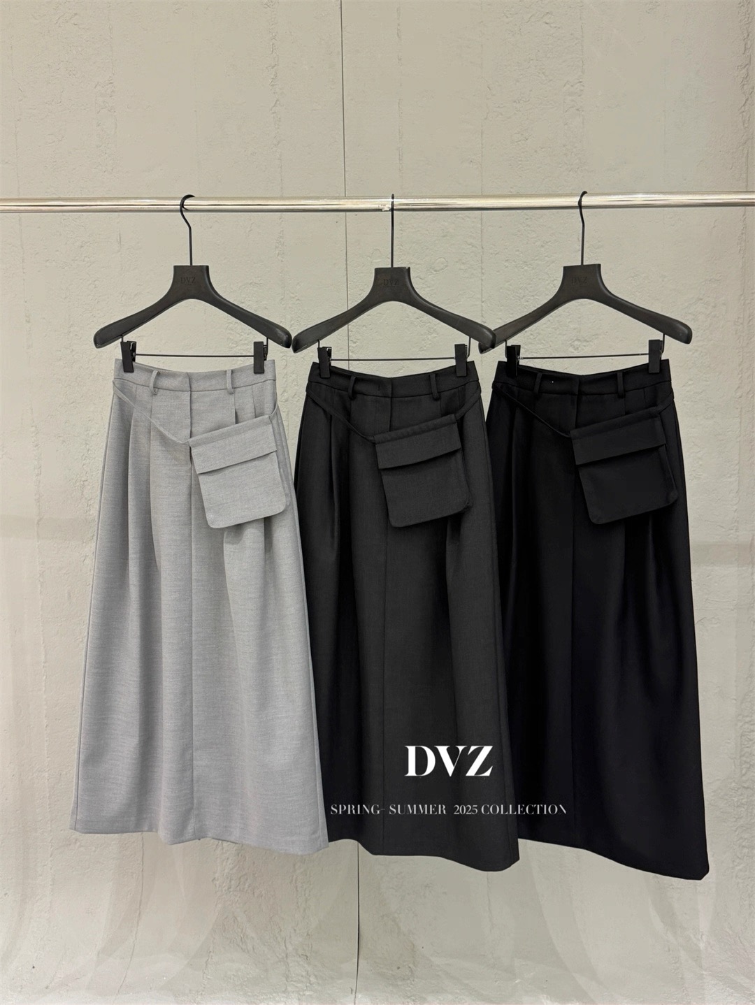 DVZ半身裙女2025秋季新款韩版高腰显瘦A字裙中长款时尚百搭长裙