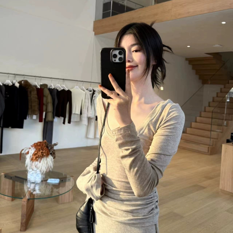 特价2025BU RIVERS显瘦遮肉前后两穿抽褶设计感小衫含羊毛31365