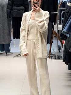 套装 长裤 纯欲气质百搭吊带绞花针织开衫 MOLS2025秋冬新款