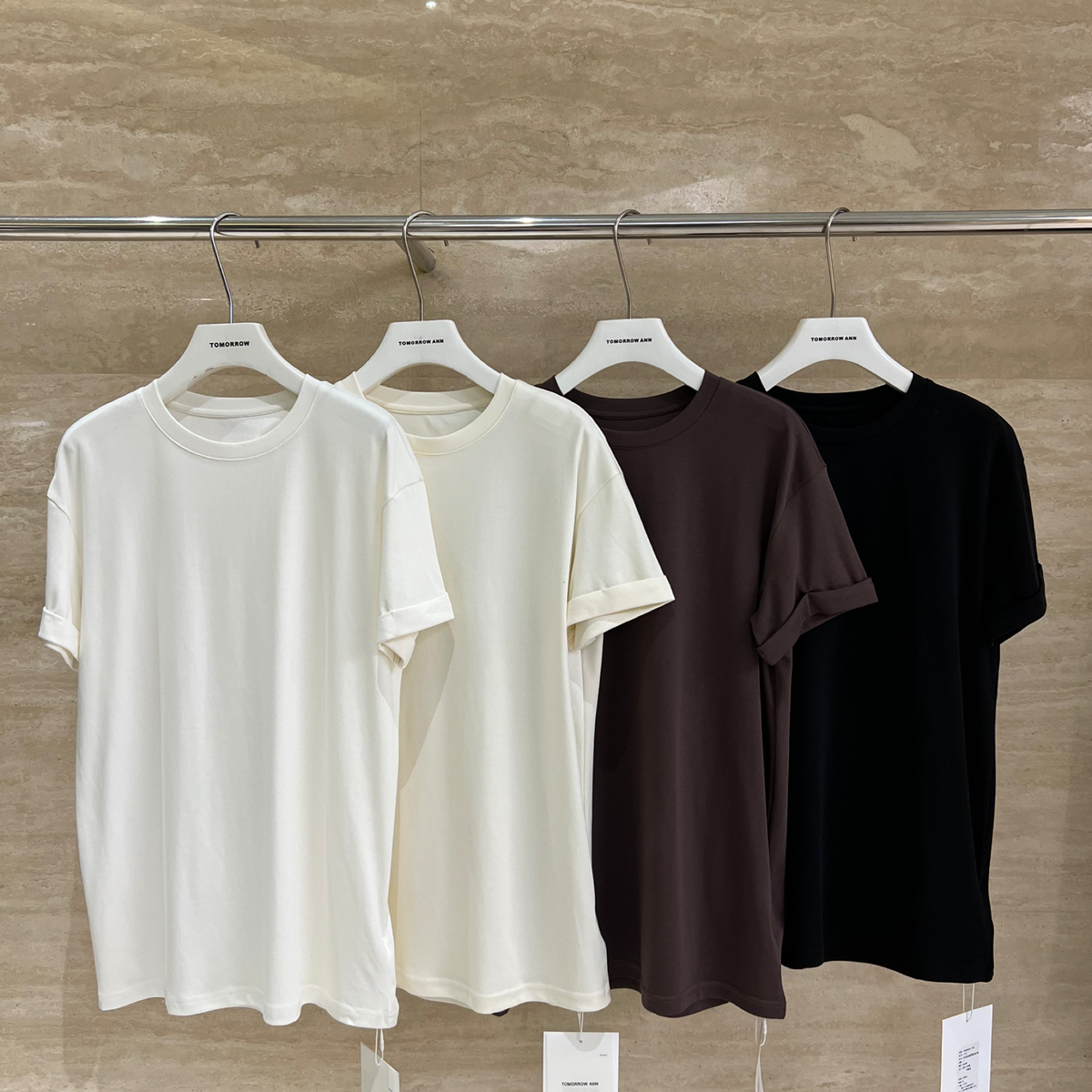 TOMORROW ANN-夏上新休闲圆领跑量打底短袖T恤11761