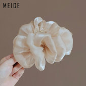 高级感绢纱云朵泡泡抓夹女大号2024年新款 发夹后脑勺盘发鲨鱼夹