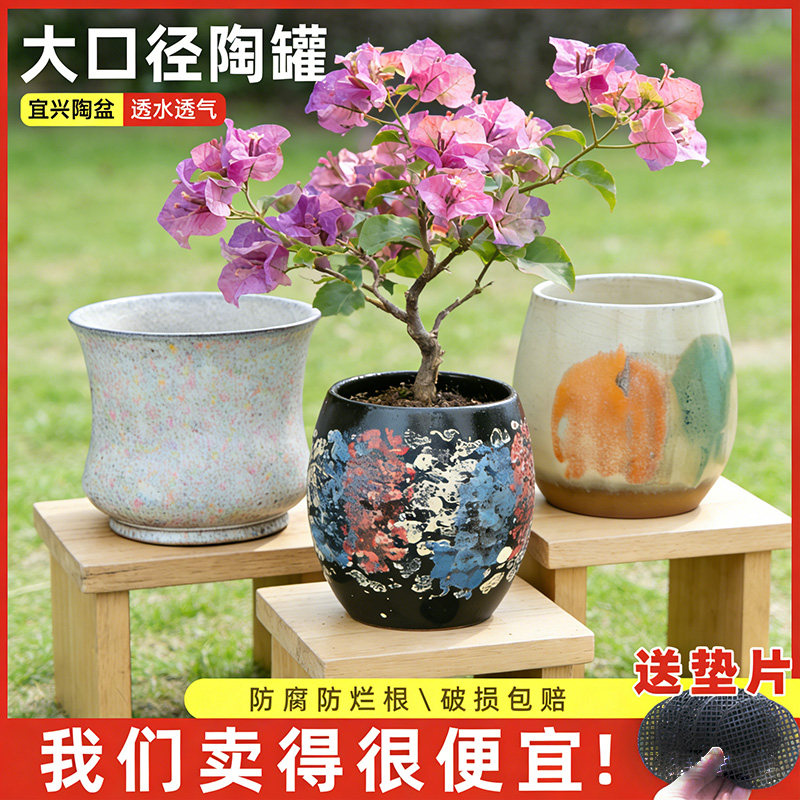 家用多肉花盆陶瓷清仓特价三角梅专用轻奢高级感大口径陶瓷花盆