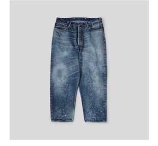 工装飞行员 MADNESS 23AW 余文乐水洗宽松泼墨做旧赤耳红边牛仔裤