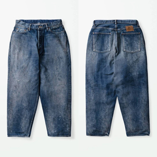 工装飞行员 MADNESS 25SS 日产水洗做旧泼墨刀割雪花纹牛仔裤长裤