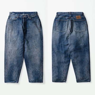 工装飞行员 MADNESS 25SS 日产水洗做旧泼墨刀割雪花纹牛仔裤长裤