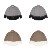 特价 衬衫 不退换MADNESS 22AW余文乐灯芯绒拼色蜡染水洗宽松长袖