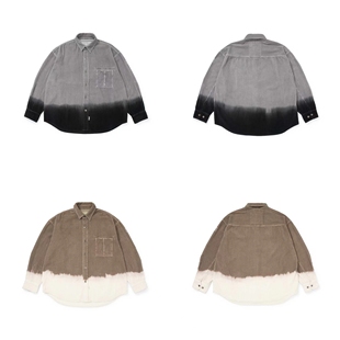 特价不退换MADNESS 22AW余文乐灯芯绒拼色蜡染水洗宽松长袖衬衫