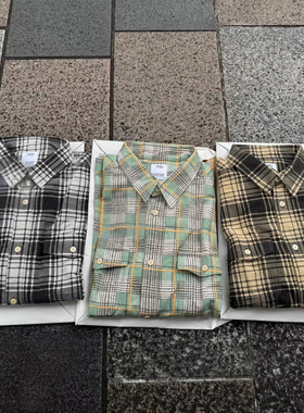 工装飞行员 VISVIM 24AW  日系复古水洗宽松法兰绒格子长袖衬衫