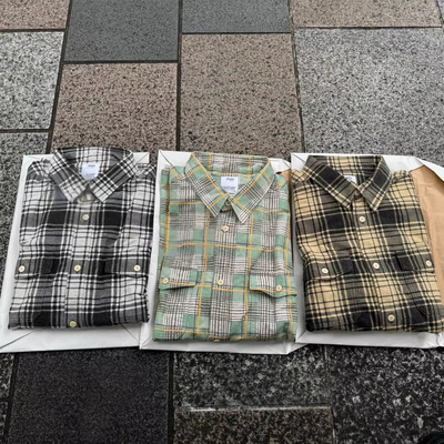 工装飞行员 VISVIM 24AW  日系复古水洗宽松法兰绒格子长袖衬衫