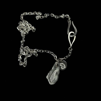 工装飞行员 余文乐LARRY SMITH复古925纯银水滴银饼鱼钩吊坠项链