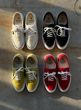 工装飞行员 KAMIYA余文乐同款手工素描开口笑硫化帆布鞋休闲鞋男