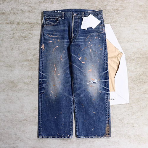 工装飞行员 VISVIM 24AW SOCIAL 牛王水洗泼墨赤耳刺绣牛仔裤男