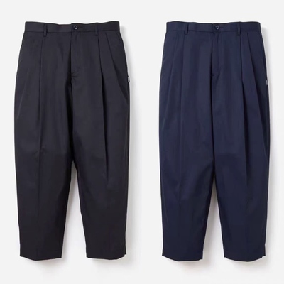工装飞行员 NBHD 24AW 余文乐宽松双褶混纺锥形休闲裤西裤长裤男