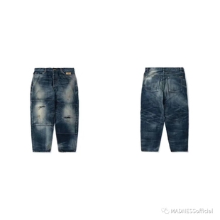 工装飞行员 MADNESS 22SS 余文乐 日产刀割补丁铁道跨牛牛仔长裤