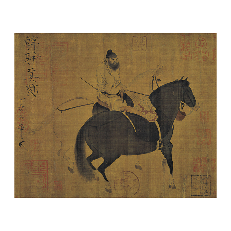 牧马图真迹国画宣纸微喷艺术1:1复制韩干装裱28cm34*高清