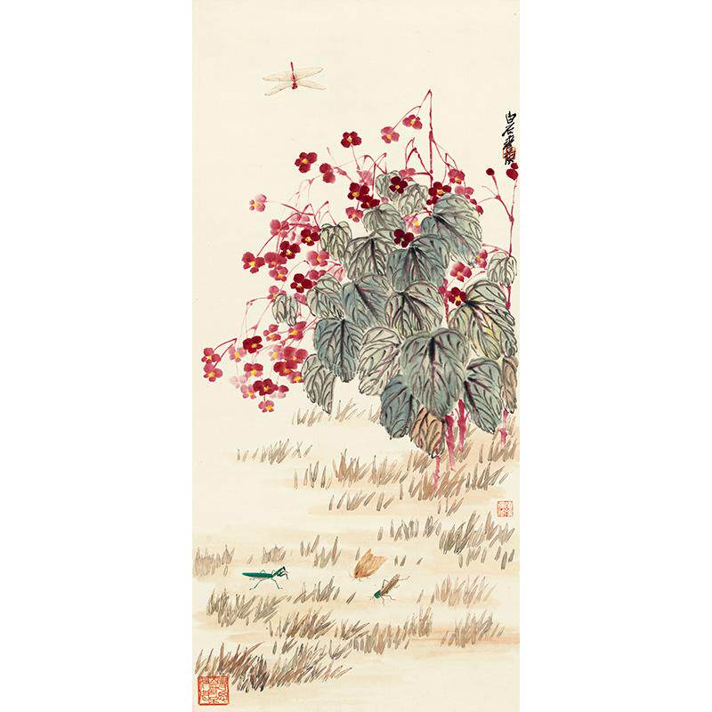 1:1齐白石昆虫花鸟图半工笔写意花鸟画国画古代名画复制品装饰画