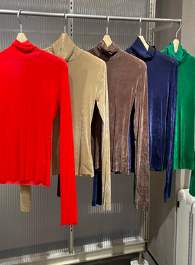 现货江南2025冬款女装百搭休闲纯色修身打底高领长袖T恤5X0110140