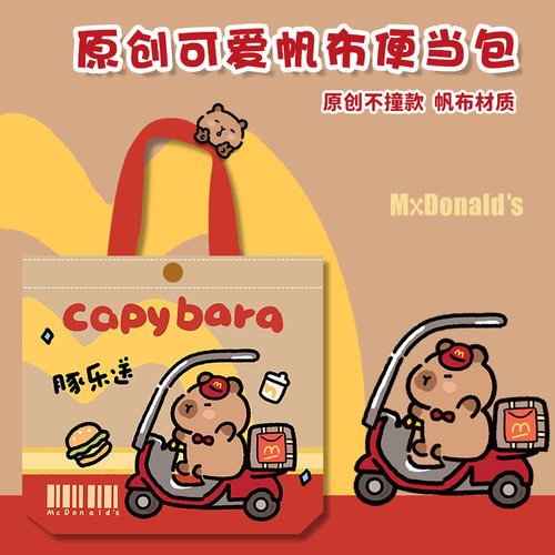 新款手提便当包外出通勤可爱帆布包小布袋拎饭盒袋上课上班手拎包