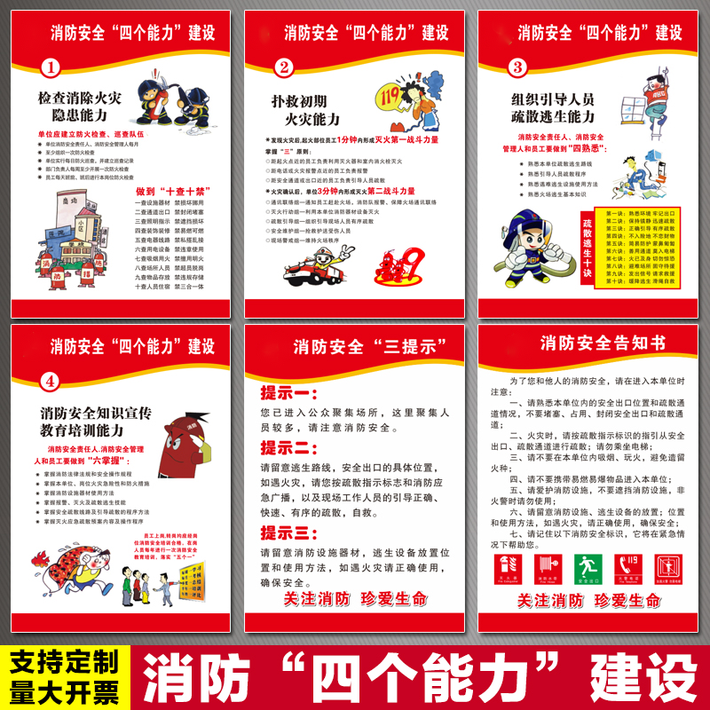 消防安全四个能力标识牌贴纸