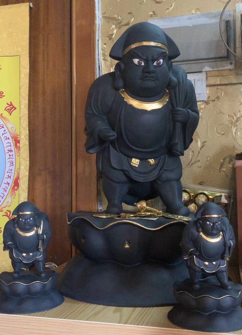 金拳大黑神唐时大黑天神大黑天财神经典五寸大黑天神纯铜贴金大黑