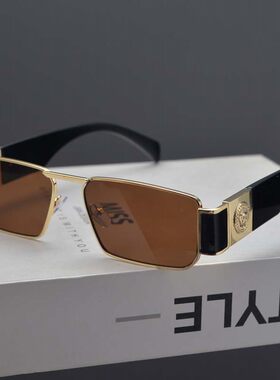 欧美复古长方形窄框朋克风太阳镜