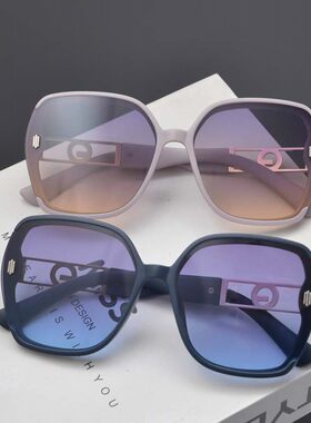 欧美复古不规则多边大框米钉墨镜